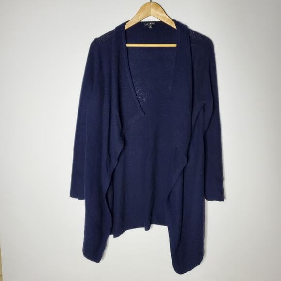 Torrid drape front dark blue waffle knit cardigan sweater Size 0 -Large - Picture 2 of 9